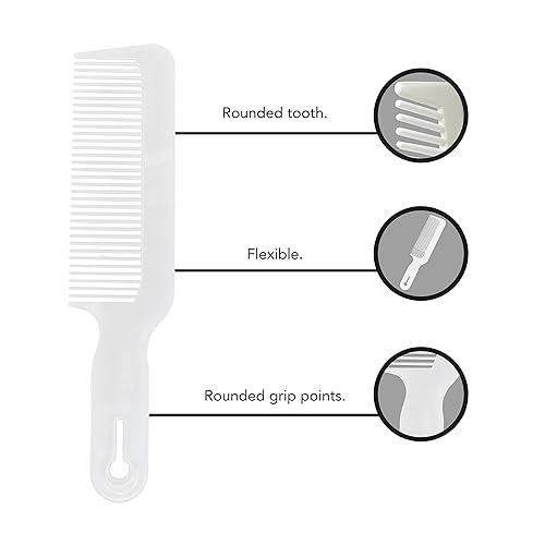 Miniatura 7 de 310 Peines de mezcla de cortadora de corte de peluquería plana delgada y flexible para mujeres y hombres, 3 piezas (blanco)