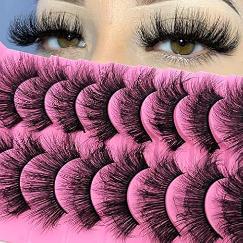 Heracks Künstliche Wimpern 10 Paar 8D 20 mm Lange Faux Nerzwimpern Weiche Dramatische Flauschige Wimper Handgefertigt Cover