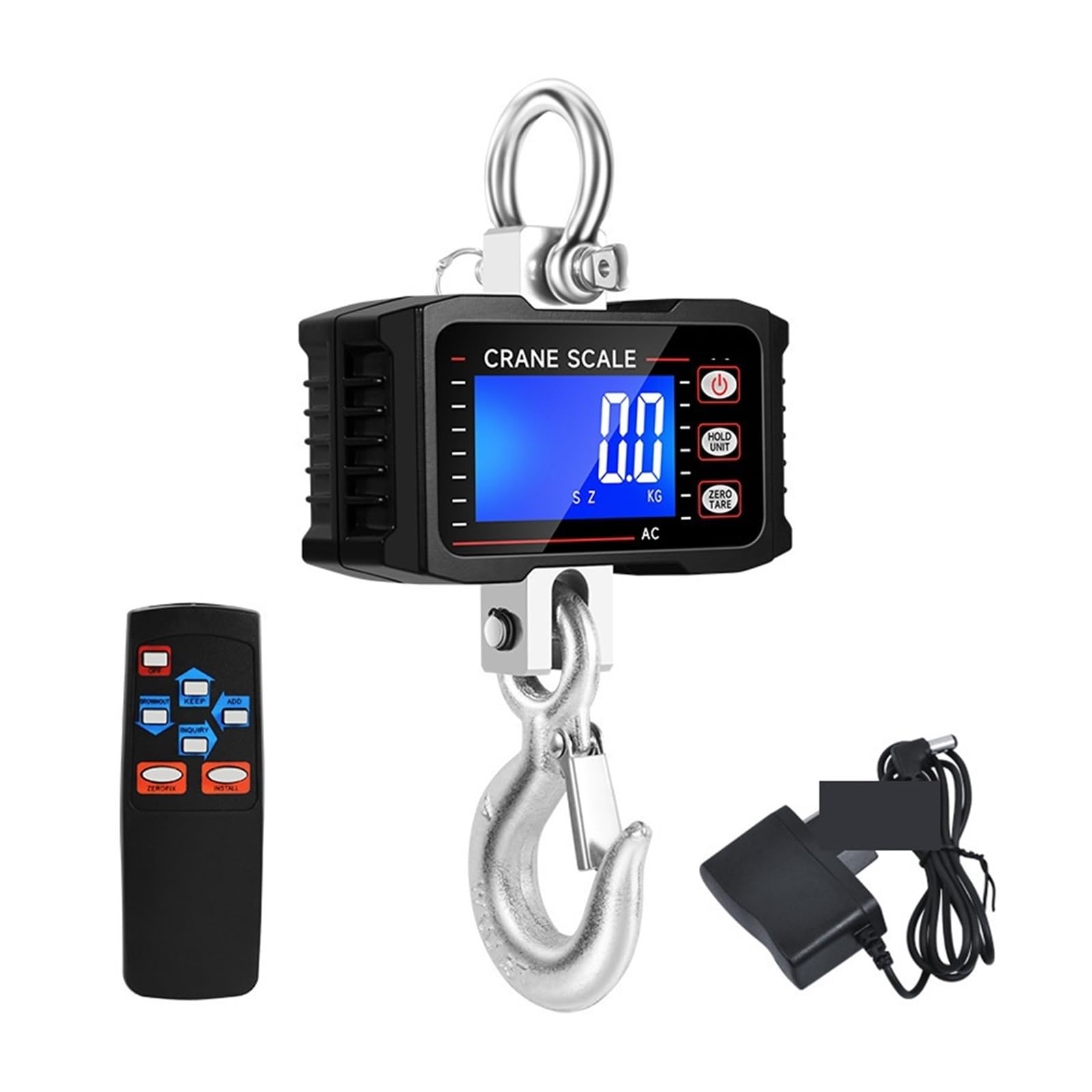 JVDDI Digital Hanging Scale Full Aluminum Heavy Duty Industrial Hook Scale, Portable Handheld Electronic Weighing Heavy Duty Crane Hook(Nero,500kg)