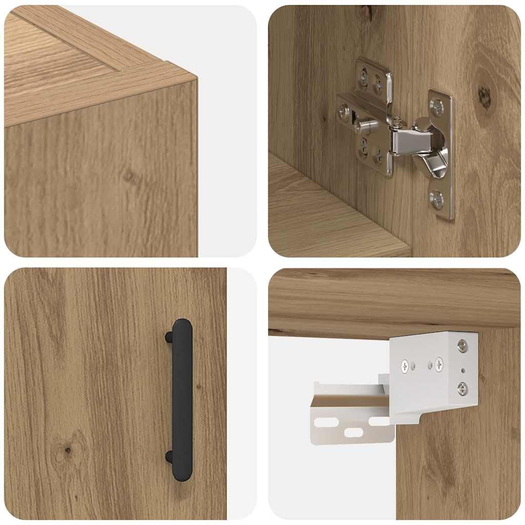 vidaXL Armario de Pared Roble Artesanal 60 x 31 x 70 cm, Armario Moderno de Pared, diseño Rectangular, Madera Resistente, baño o Sala de Estar