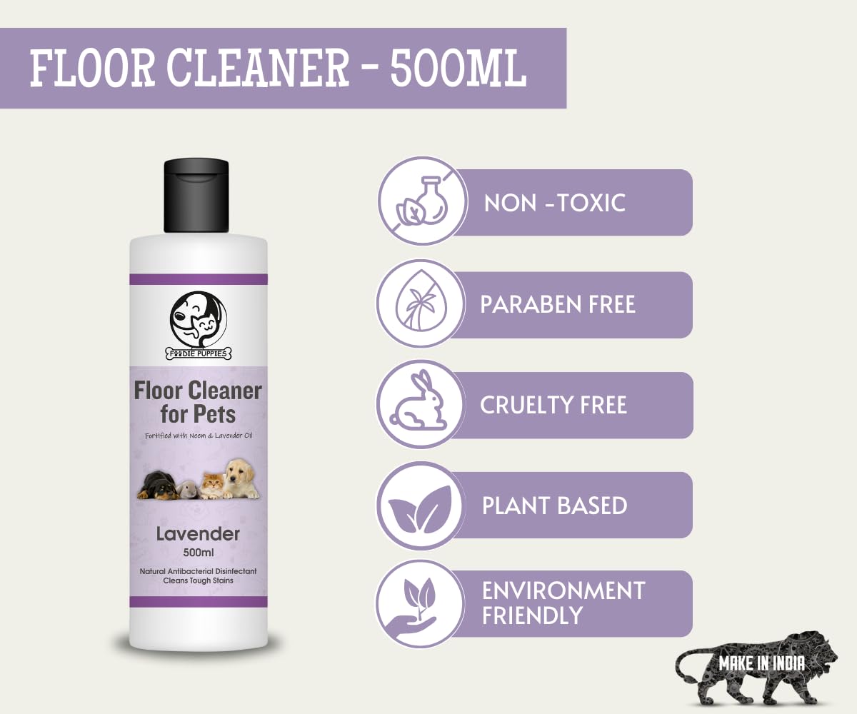 Foodie Puppies Floor Cleaner for Pets - 500ml, Lavender Fragrance | Anti Bacterial Urine Free Odour and Stain Remover | Non-Toxic & Pet Friendly | Wood, Carpet, Tile & Marble Cleaner 2
