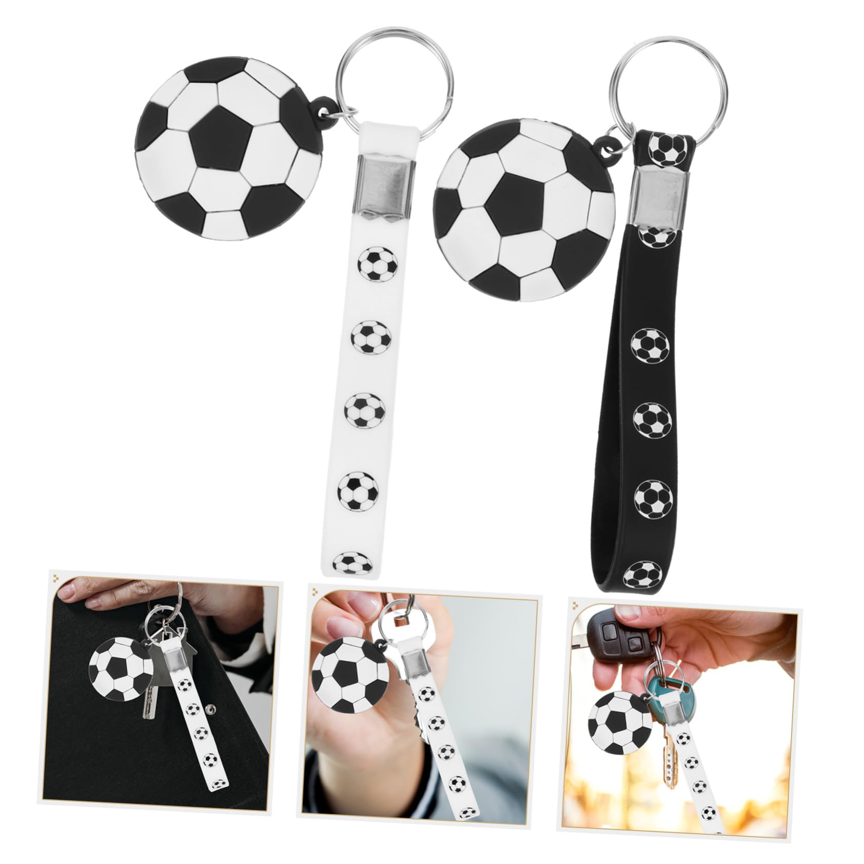 Abaodam Fußball Schlüsselanhänger Silikon Schlüsselketten Dekoration Für Taschen Rucksäcke Für Fußballfans Partys Weiße Schwarze