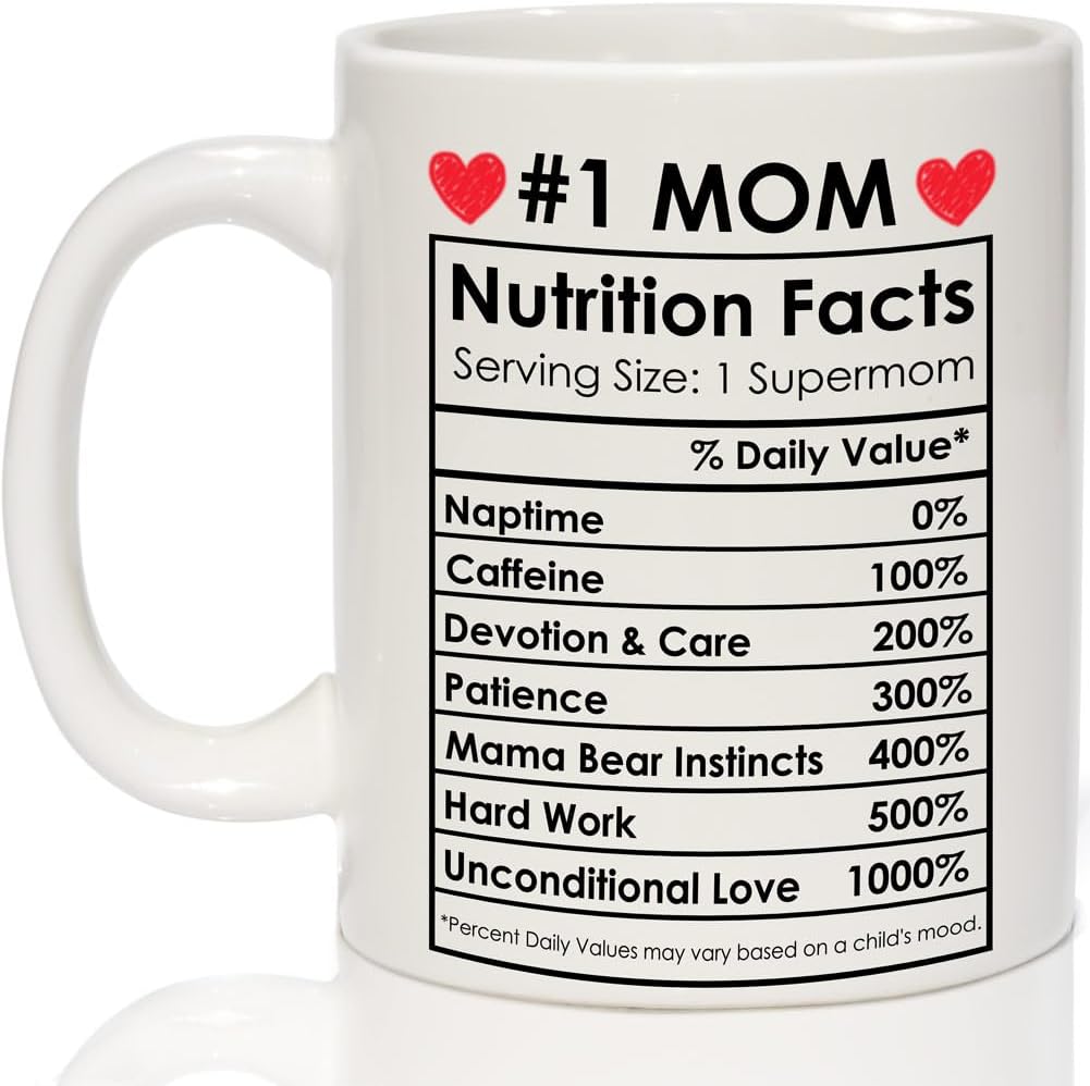 Breezy Valley Mom Birthday Gifts from Daughter Son - #1 Mom Coffee Mug Birthday Gifts for Moms Grandma – White, 11oz