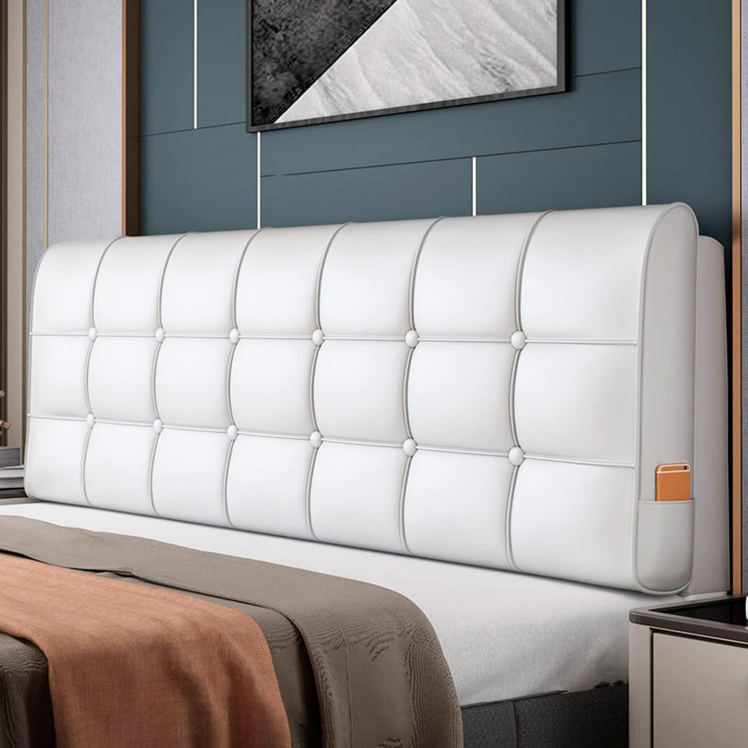 ZZYK Leather Headboard Pillow,Solid Color Rectangle