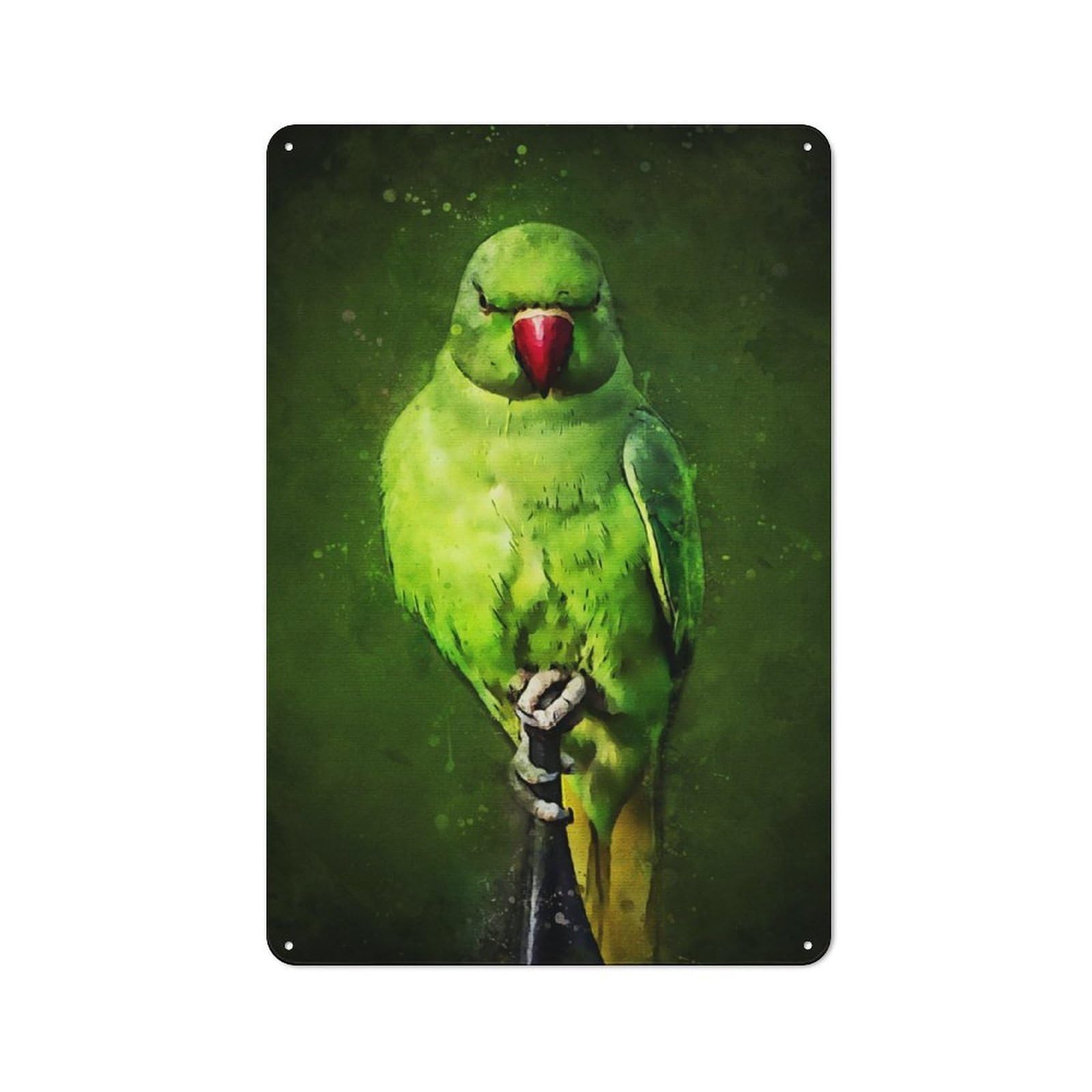 Junmoney Green Parrot Vintage Vintage Metal Sign 30X20cm Featuring Restaurant Wall Art For Takeaway, Bar, Kitchen Or Counter Area