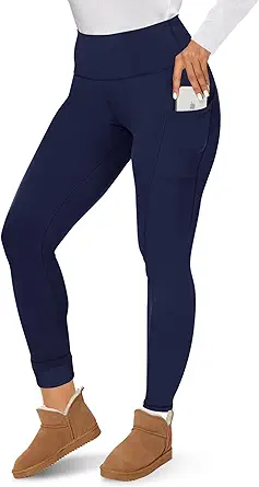 CAMPSNAIL Fleece Lined Leggings Women - Thick Soft High Waisted Black Tummy Control Thermal Warm Velvet Pants for Cold Winter