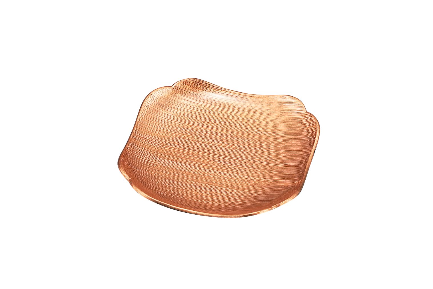 Yamanaka Lacquerware Mokume Plate Copper Finish 4.6in Japanese Craft