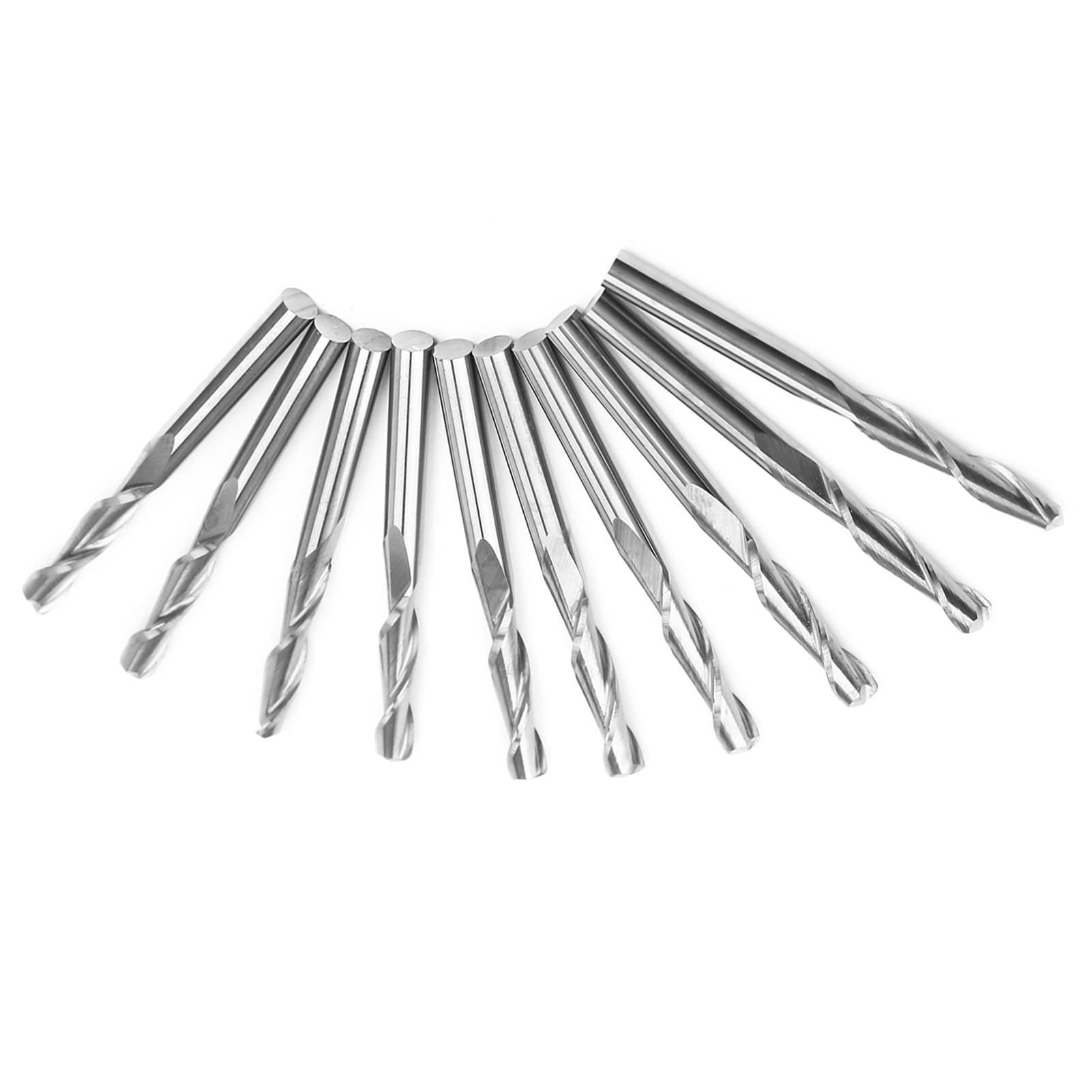 10PCS 3.175x17mm Double Flutes Carbide Ball Nose End Mills, CNC Bits for Copper Aluminum ABS Cutting Engraving, High Density Polished, Wear Resistant, High Efficiency