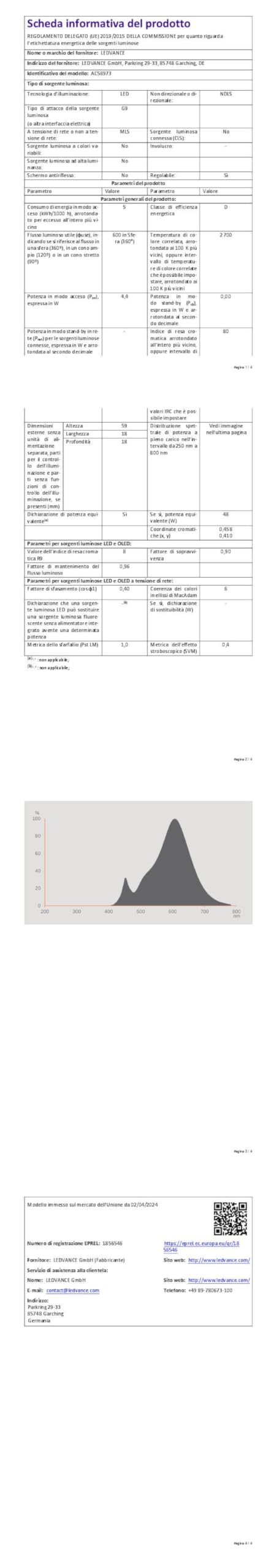 Osram LED PIN LED-Lampe aus klarfarbenem Kunststoff, mit 4.4 W für 600 lm, warmweißes Licht mit 2700 K, multicolor, Retrofit-Stecksockel G9, CRI 80, EEK D, dimmbar, 6-Pack