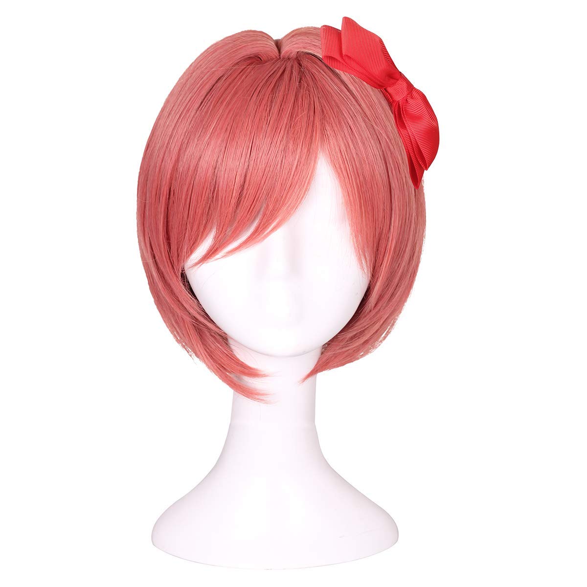 ColorGround Parrucca corta con fiocco, per cosplay, per ragazze e donne
