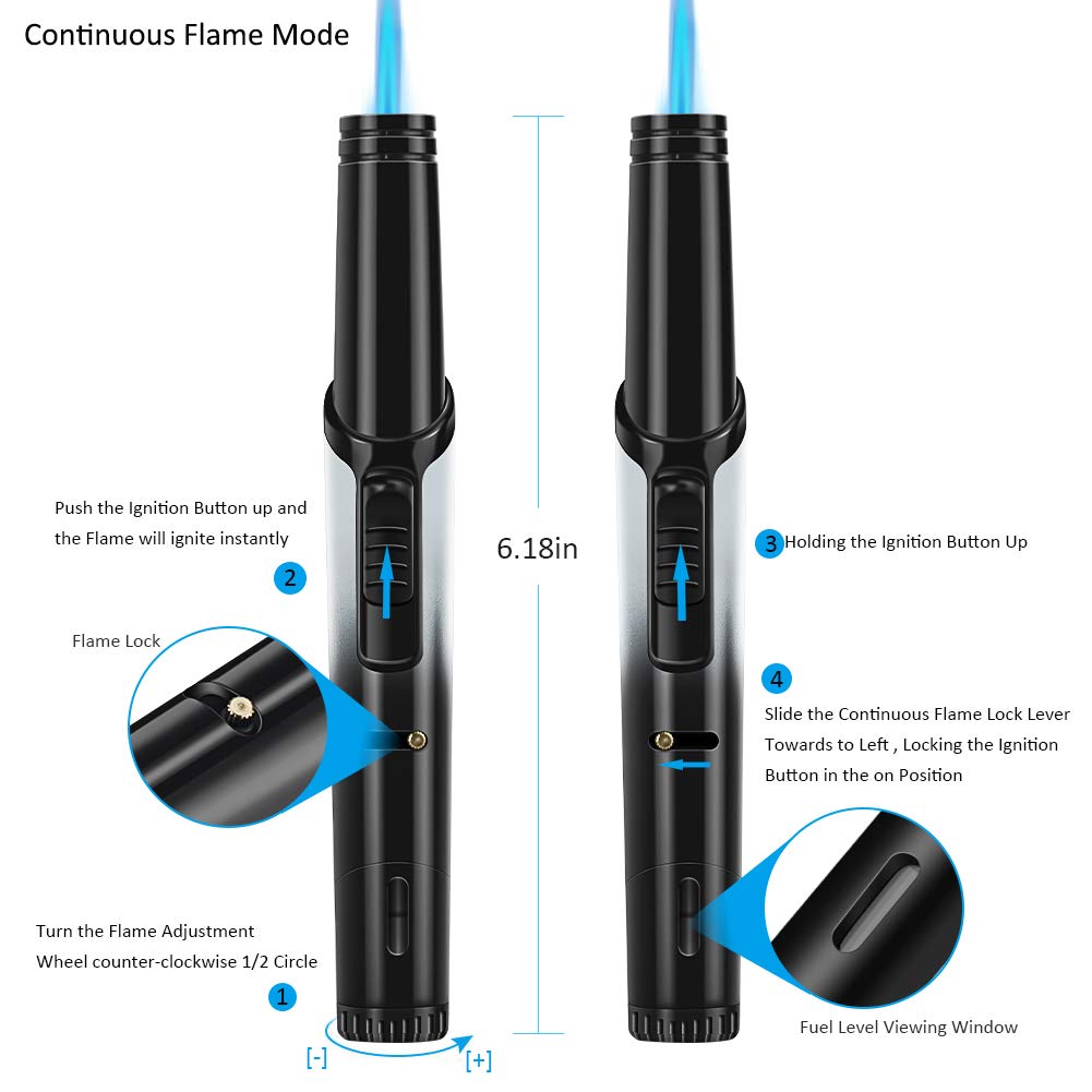 TOPKAY Jet Lighter, Candle Lighter, Windproof Torch Flame Lighter, Butane Refillable Gas Lighter
