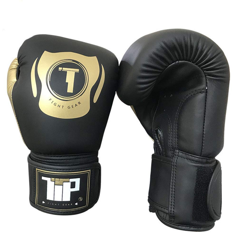 Guanti D'allenamento da Boxe, in Pelle Sintetica per Uomini E Donne per Sparring, Kickboxing, Lottare, Punch Bags, Double Ball velocità End (10 Once),d'oro,10oz