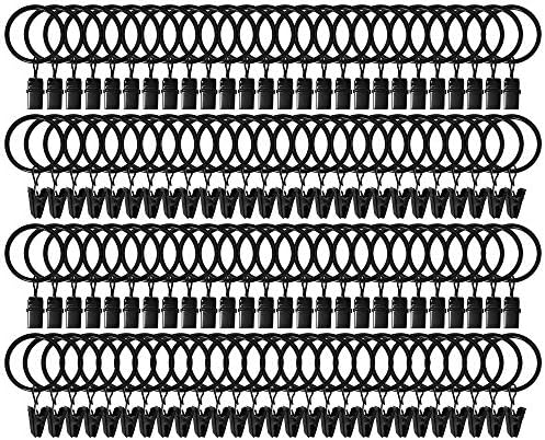 105 Pack Curtain Clips with Rings 1.26" Interior Diameter,Metal Drapery Ring with Clips Compatible with up to 1 inch Drapery Rod,Strong Vintage Decorative Rustproof Drapery Window Ring with Hooks