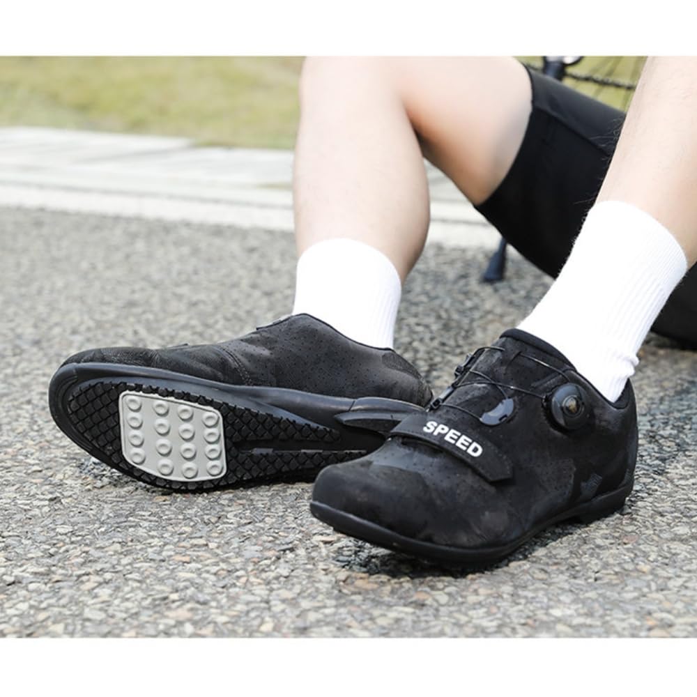 Buty rowerowe unisex dla mężczyzn i kobiet, oddychające i antypoślizgowe, z gumową podeszwą i systemem szybkiego obracania koronki, do użytku wewnątrz i na zewnątrz, pomarańczowy, 40 EU