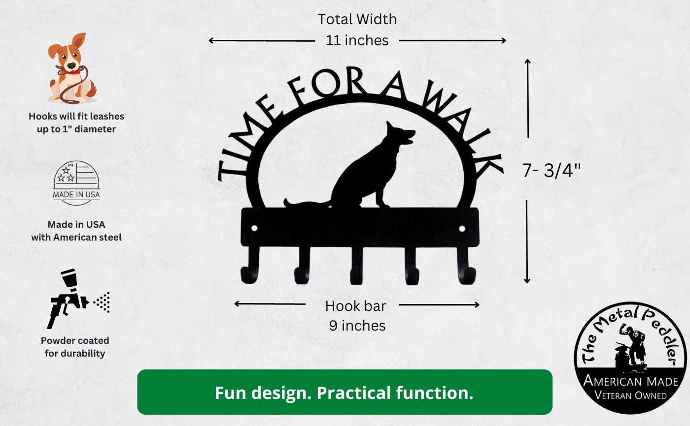 The Metal Peddler German Shepherd Key Holder Wall Rack - 6" Wide With 5 Hooks, Made In USA
