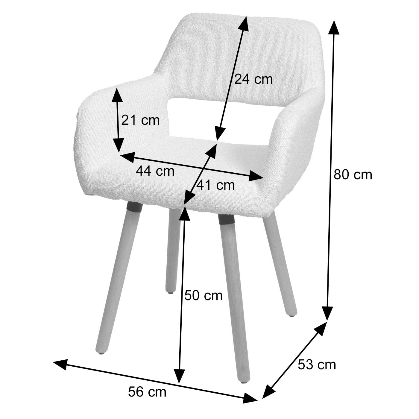 Mendler Zestaw 6 krzeseł do jadalni HWC-A50 II, krzesło kuchenne, krzesło tapicerowane, drewno tkanina/sznurek tekstylny (400 g/m²) - kremowo-białe