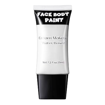 White Face Paint, Professional Face Painting Kit, Cream FX Water Based Body Paint, Full Coverage Foundation Makeup, SFX Makeup For Halloween Clown Joker Skeleton Corpse Zombie Vampire Cosplay