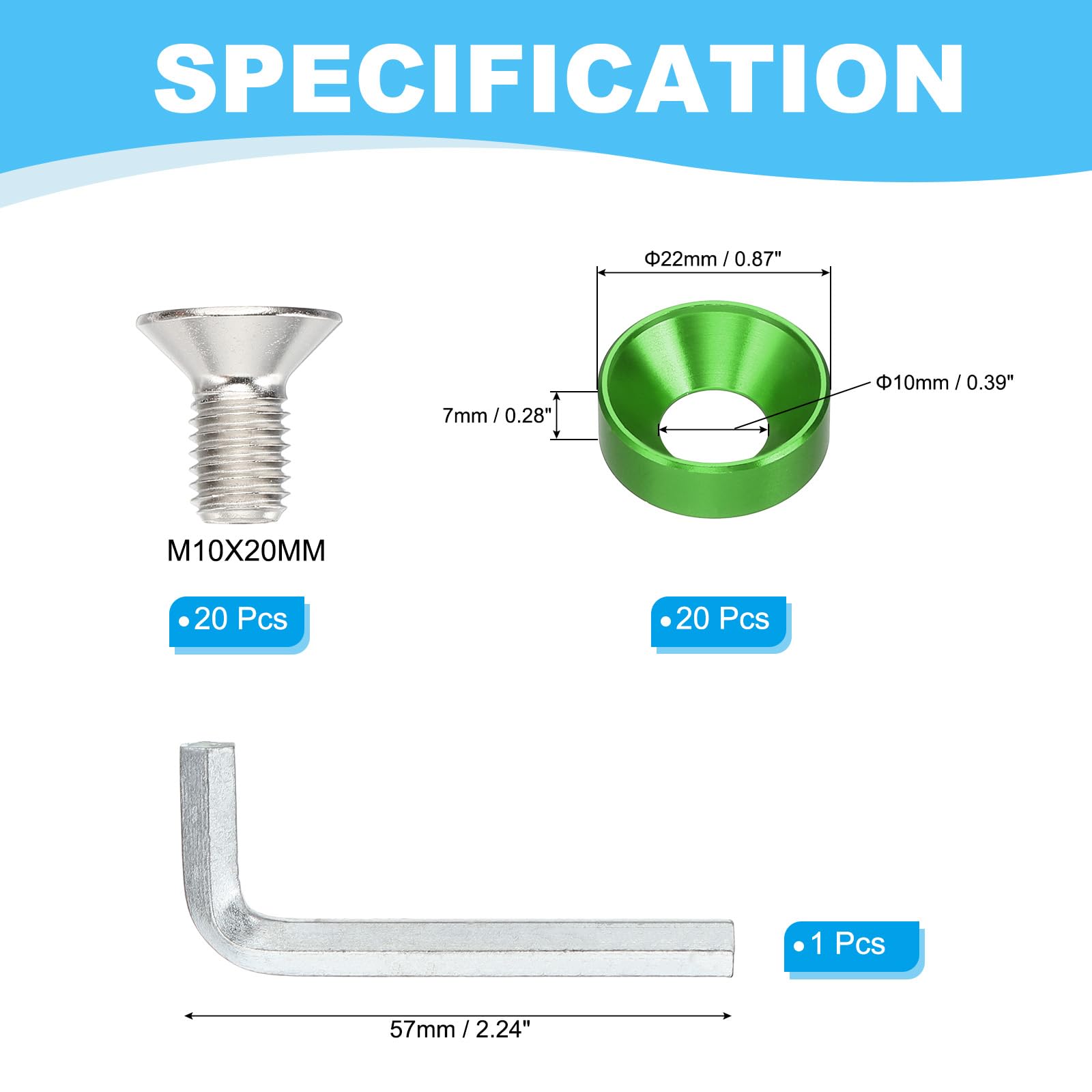 PATIKIL M10 Finish Countersunk Washer Kit - Image 2