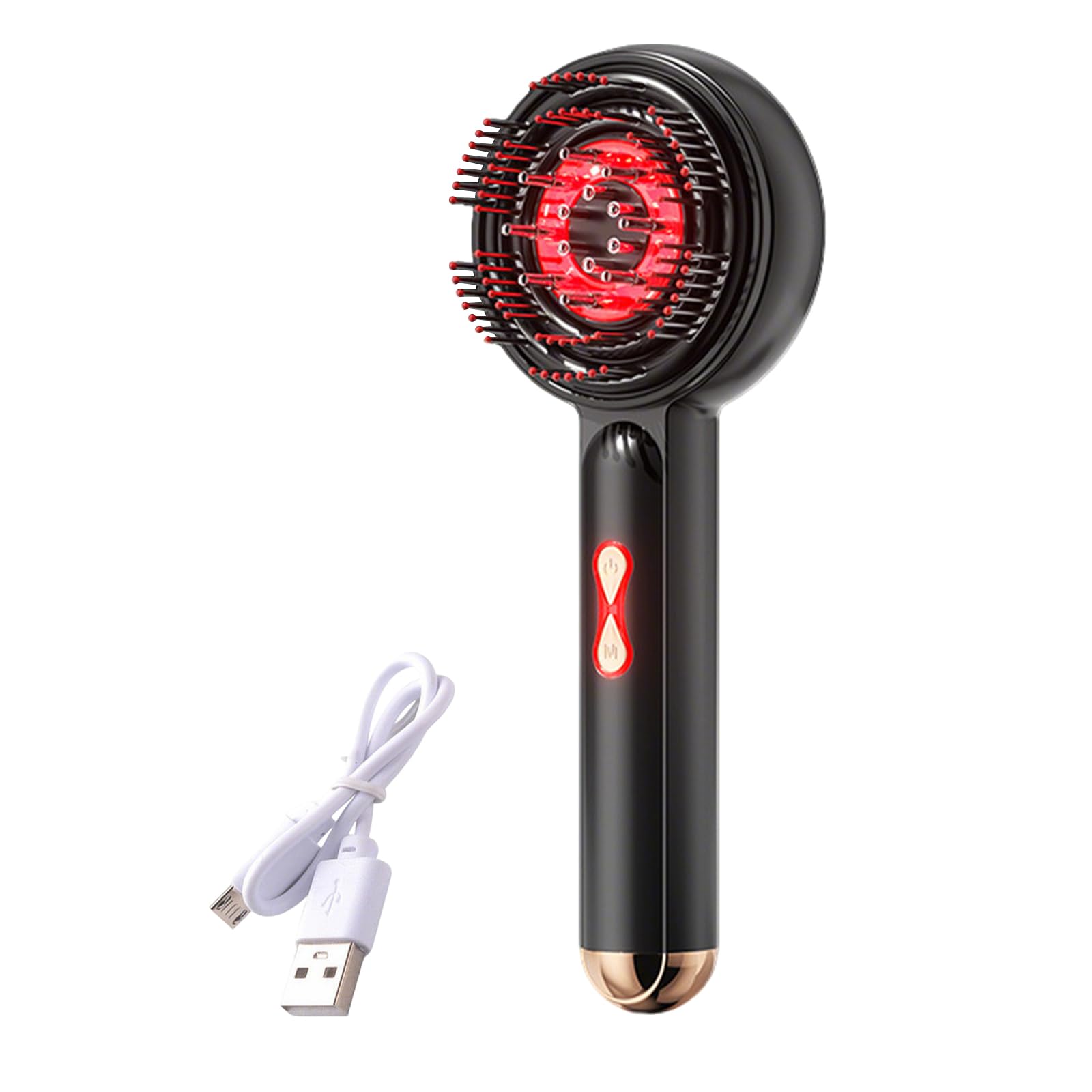 Masajeador de cabeza eléctrico, 2 en 1, masajeador de cuero cabelludo, 360 °, luz roja, peine de masaje eléctrico, masajeador de pelo, masajeador del cuero cabelludo con dispensador de aceite para el