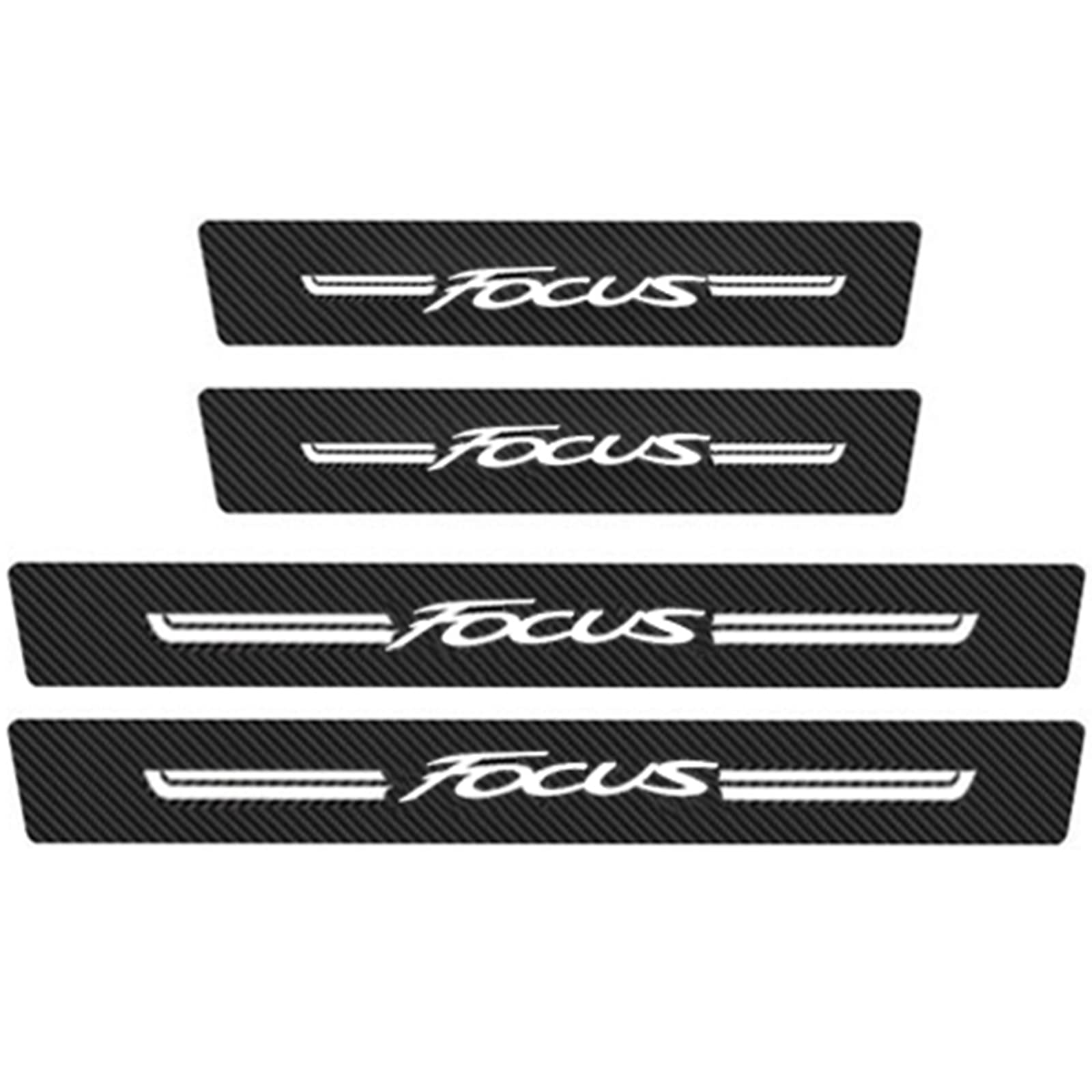 Symilov Focus 4Pcs Car Door Sill Protector For Fo-Rd Fusion Fiesta Edge C-Max St-Line Ka Gt, Carbon Fiber Scuff Plate Door Sill Trim Sticker Welcome Pedal Car Styling Accessories,