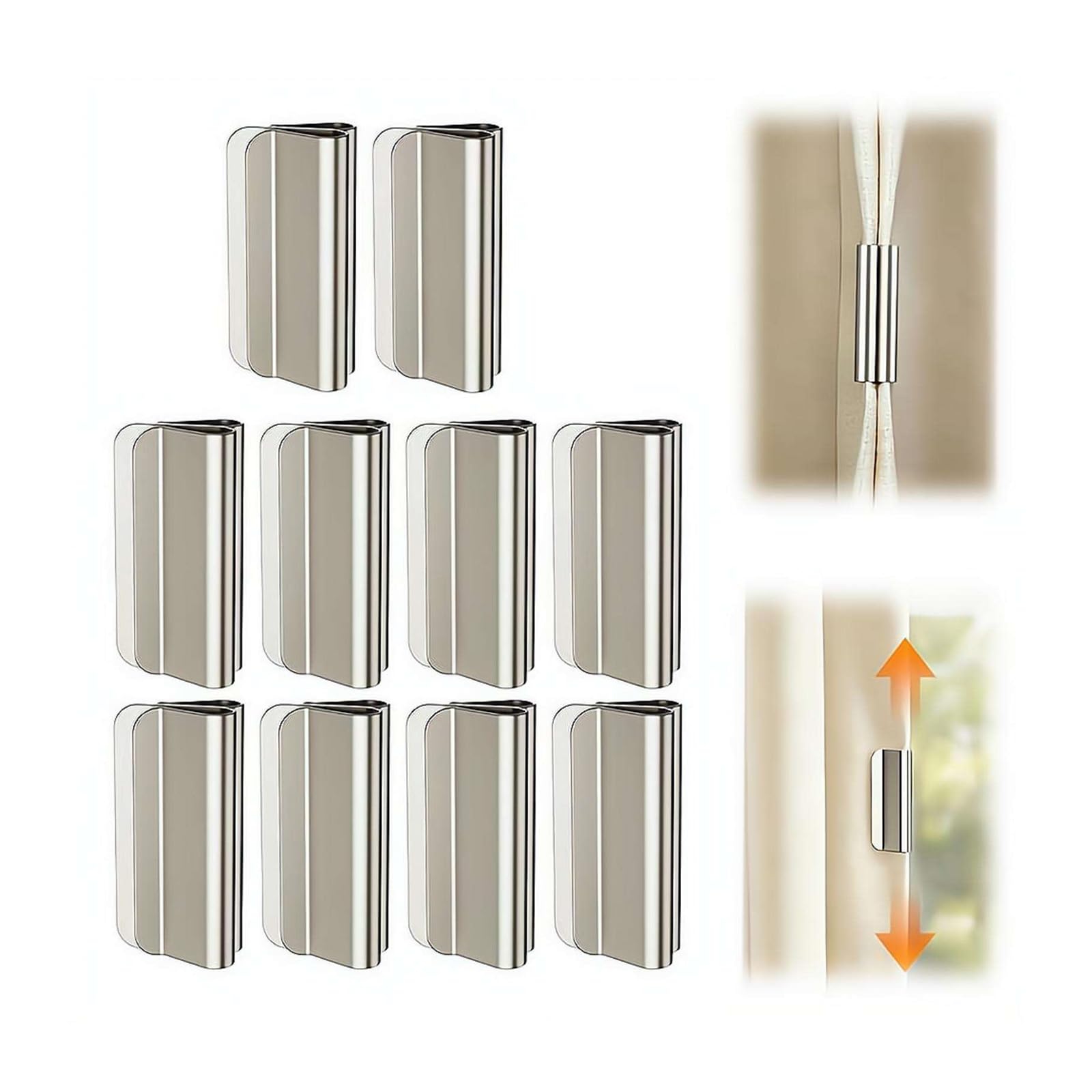 Magnetic Curtain Clips, 2026 New Curtain Magnets Closure Set for Light-Blocking, Hold Curtains Closed, Detachable Buckle, No Drill, Privacy Protection for Indoor Outdoor Patio Curtains