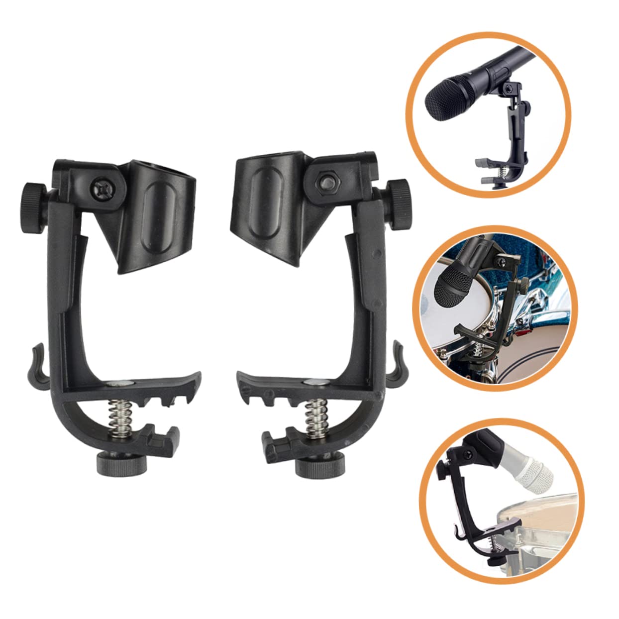 HANABASS 2pcs Drum Microphone Clips Durable Mic Stand Clamps for Percussion Instruments Easy to Use Smooth Surface Compatible with Drum Mics and Accessories