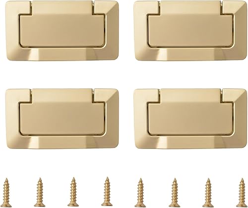 Tirador de anillo empotrado para puertas de bolsillo, 4 piezas, pomos ocultos ocultos de aleación de zinc para gabinetes, armarios, cajonesoro perla