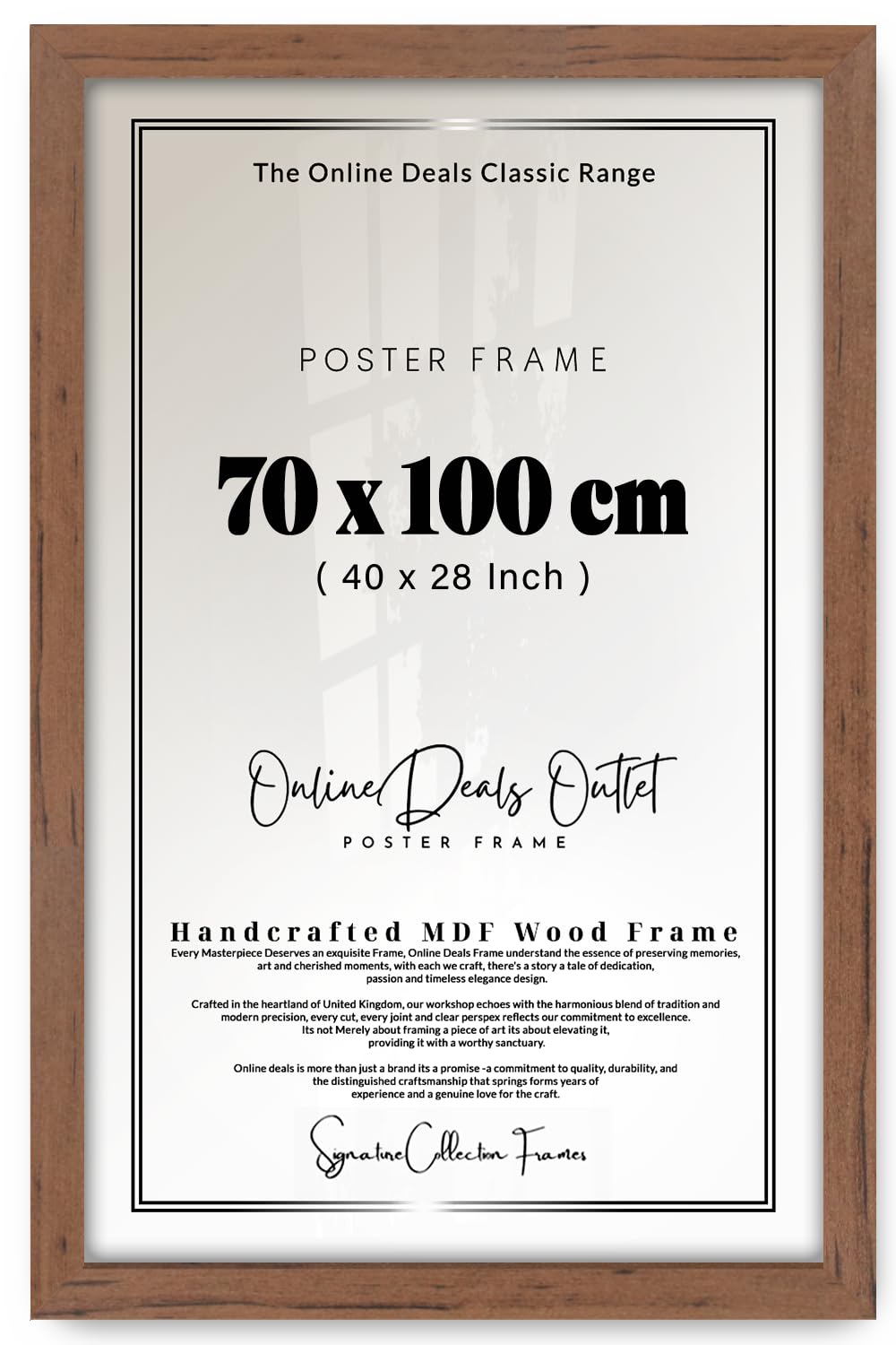 Online Deals Outlet Modern Black White Walnut Picture 100x70cm Frame Large Poster Frames with Plexiglass Front 100x70cm Photo Frame 70x100cm (Walnut)