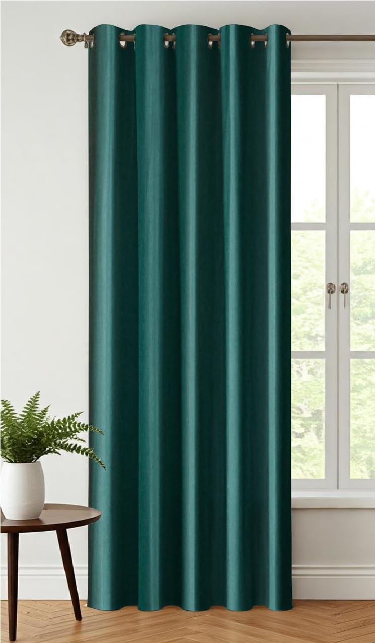Exporthub 1 Piece Polyester Blend Eyelet Solid Long Door Curtain - 8 Ft, Dark Aqua
