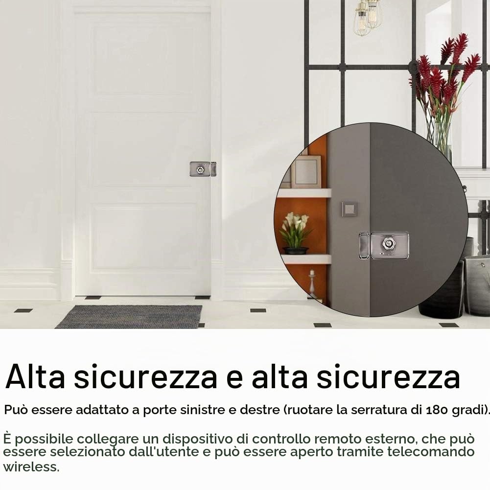 Serratura elettronica, doppia protezione interna/esterna, sblocco di emergenza chiave/maniglia, adatta per magazzini uffici domestici