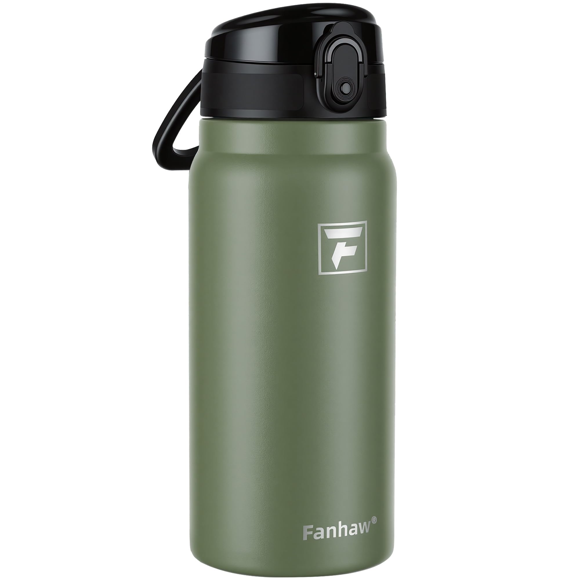 Fanhaw 20 Oz Insulated Stainless Steel Water Bottle with Chug Lid – Wide Mouth, Leak-Proof, BPA-Free – Ideal for Kids, Adults, Sports, Gym, and Outdoor Use (Olive Green)