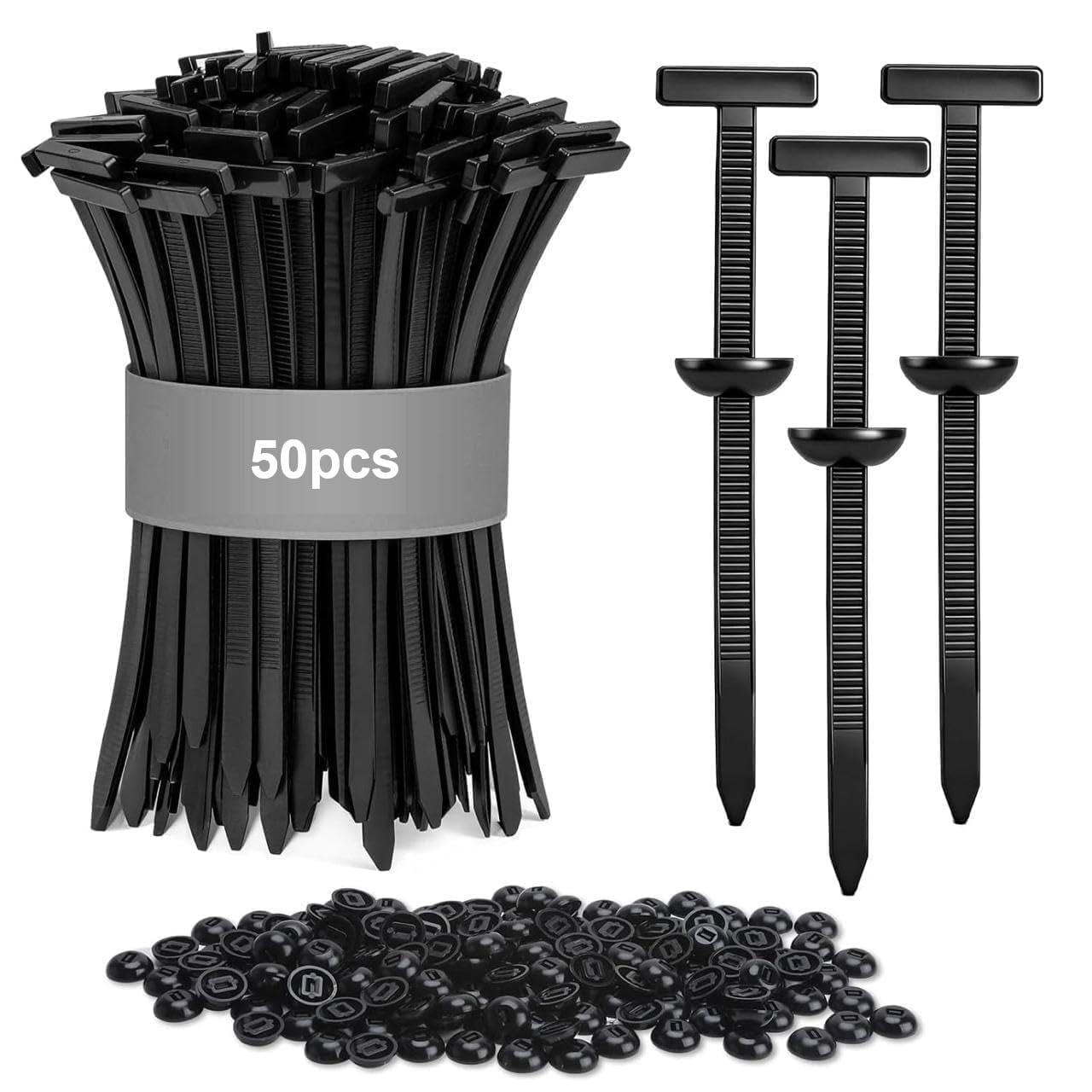 Automotive Nylon Cable Tie Fastener Kit – 50pcs Universal Car Zip Tie Buckle Clips for Bumper, Fender, Door Panel, Trim & Engine Splash Shield Retainer, Heavy-Duty Snap Fit Design (50pcs)-image-44