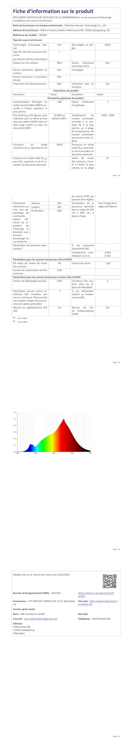 NEEWER CB100C 130W RGB COB Video Light z 2,4G/aplikacja zdalnego sterowania, oświetlenie ciągłe RGB LED, Bowens Light Studio