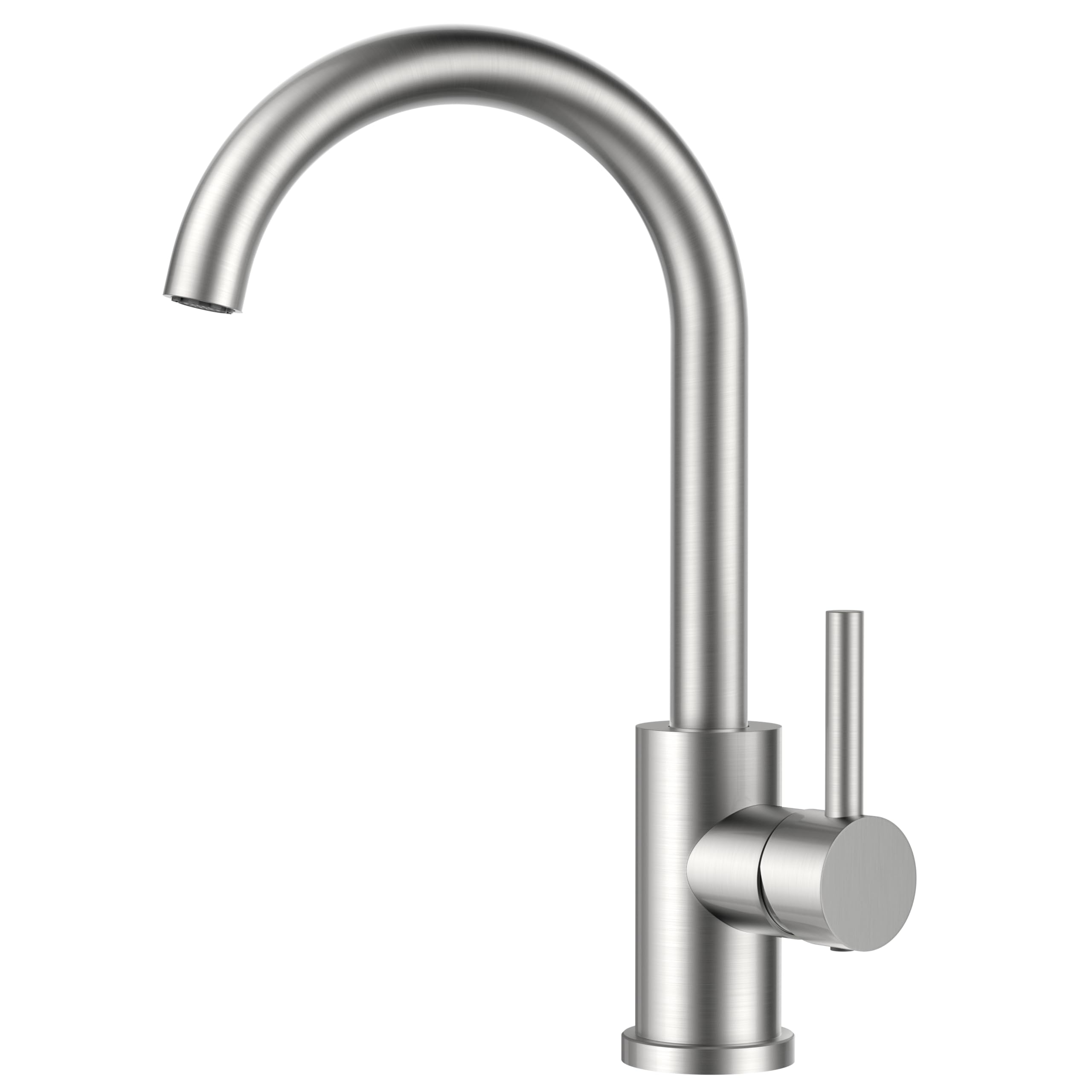 FORIOUS Wasserhahn Küche, Mischbatterie Küche, Küchenarmatur mit 360° Drehbar, Spülenarmatur mit Einhebel für 1 Loch, Auslaufhöhe 230 mm, Hebel, Edelstahl, Standard