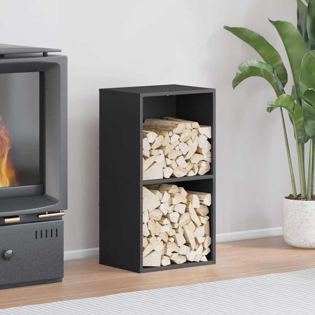 Tomostar Range Bûche Vertical, Range Bois Étagère à Bûches Support pour Bois de Cheminée Portant de bois chauffage noir 40x30x75 cm
