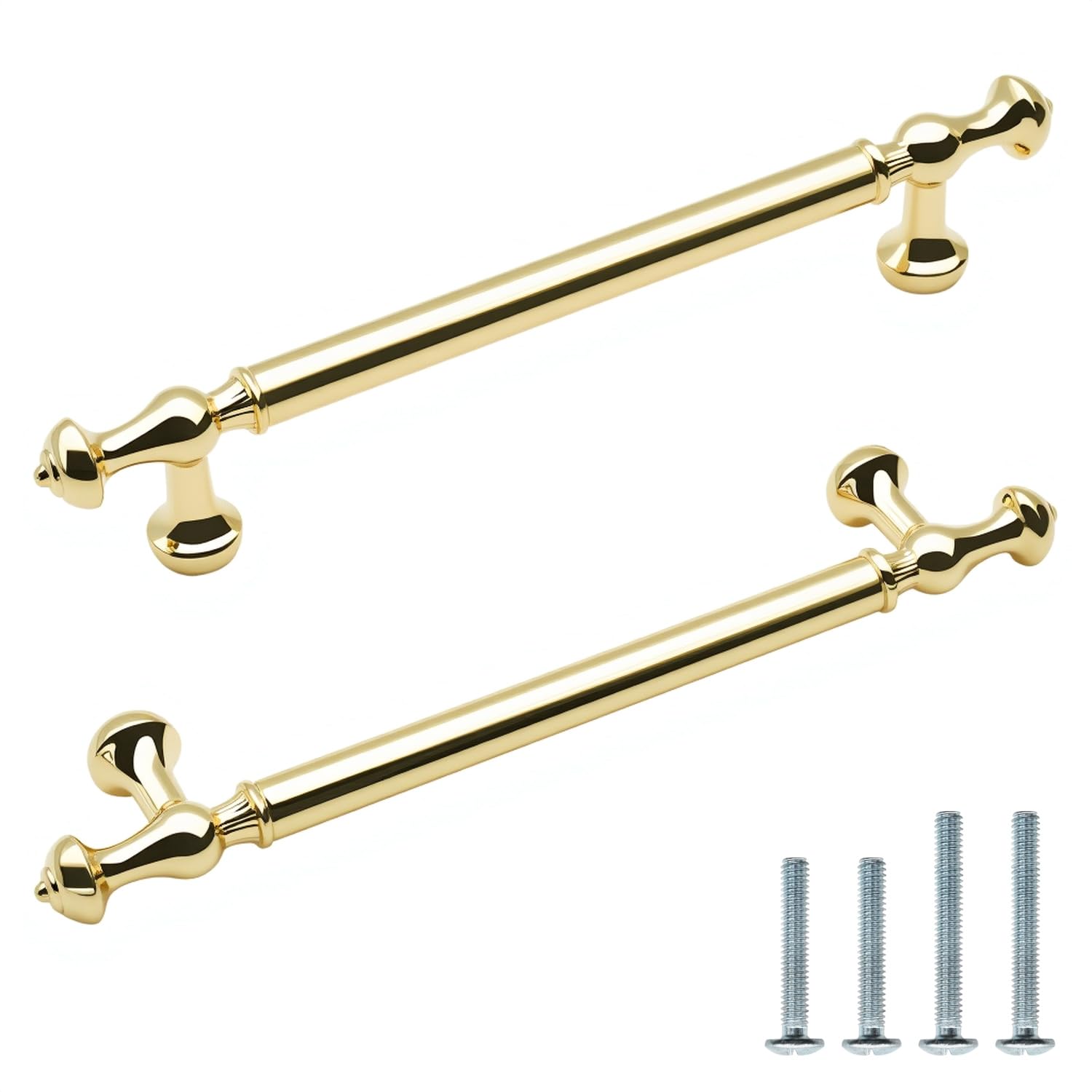 Paquete de 10 manijas doradas pulidas para gabinete, 128 mm, centro de agujero central, aleación de zinc, latón dorado brillante, tiradores para cajones, cajones de cocina, armarios de baño,