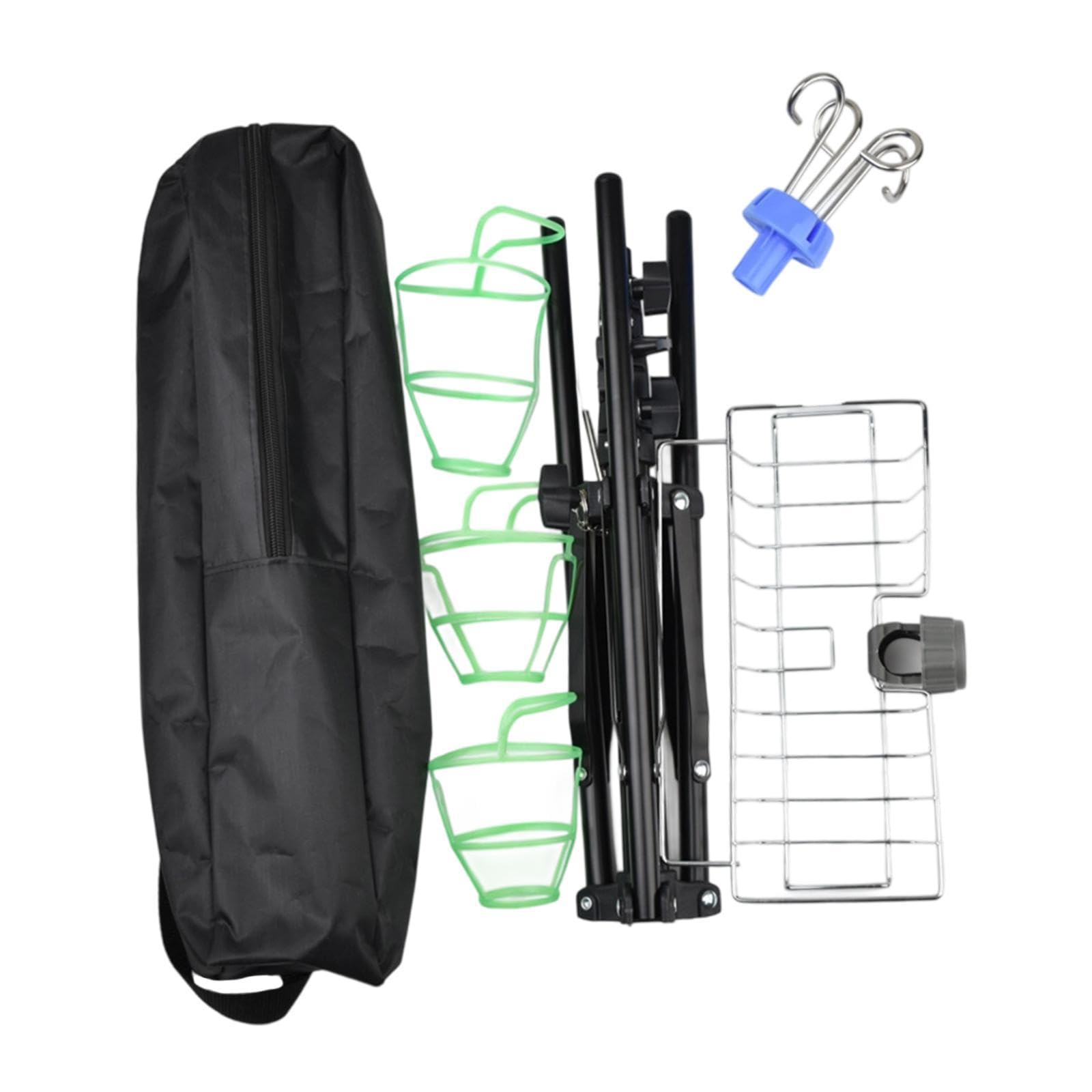 Supporto per Flebo Portatile con 4 Ganci Rimovibili Design Pieghevole E Altezza Regolabile Materiale Resistente Adatto a Casa Viaggi E Strutture Sani, con Cestino