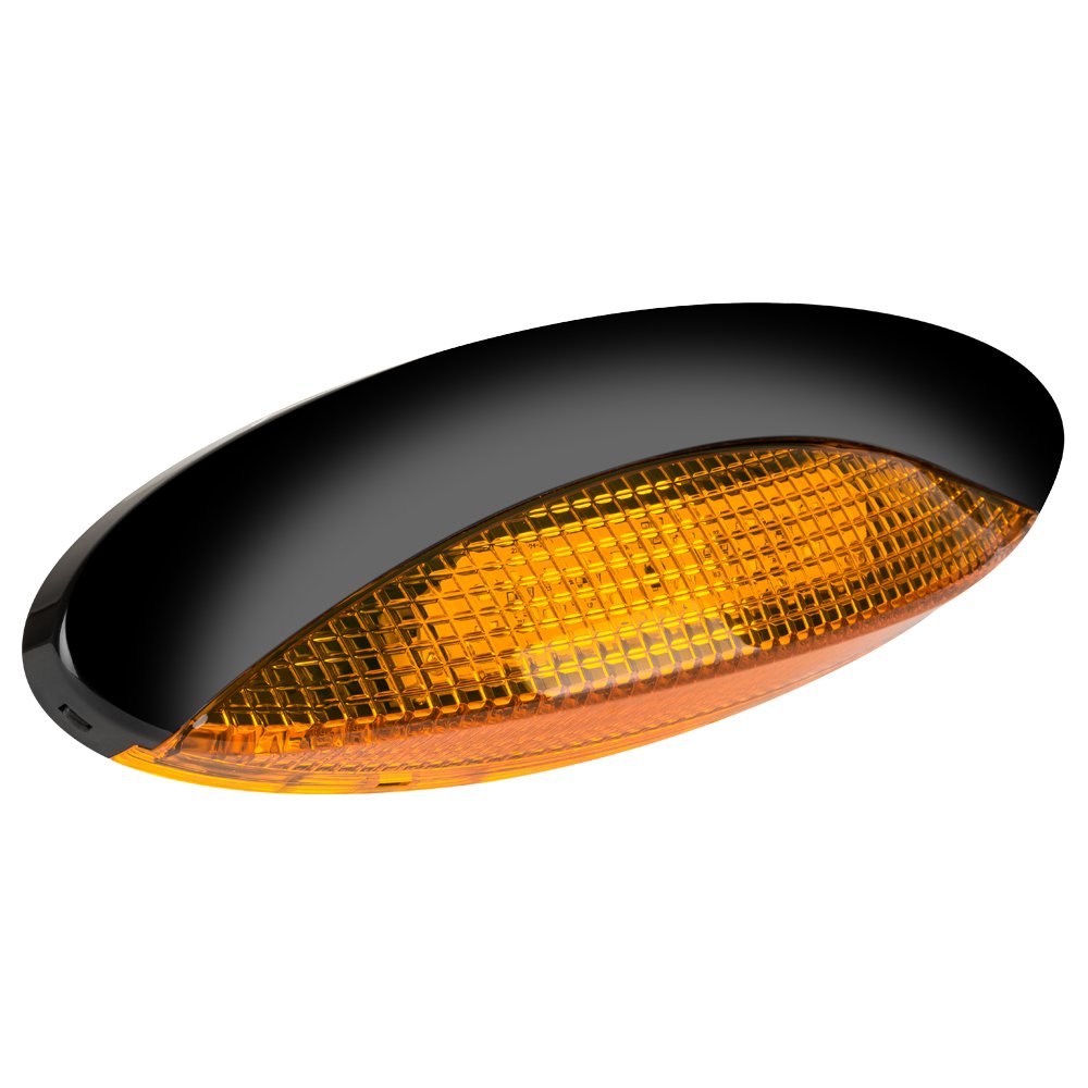 LumitronicsRV LED Euro-Style Porch Light - Amber Lens (Black)