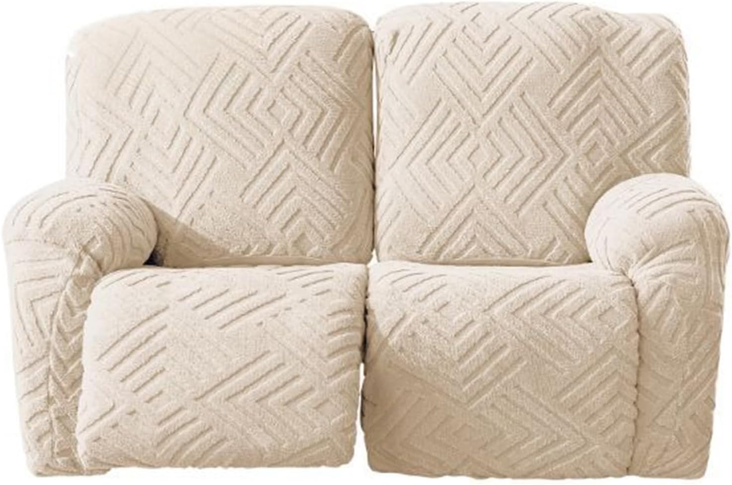 Soft Stretch Recliner Cover Washable Full Coverage Slipcover with Side Pockets Soft Furniture Protector with Side Pockets,Beige,2 Seater