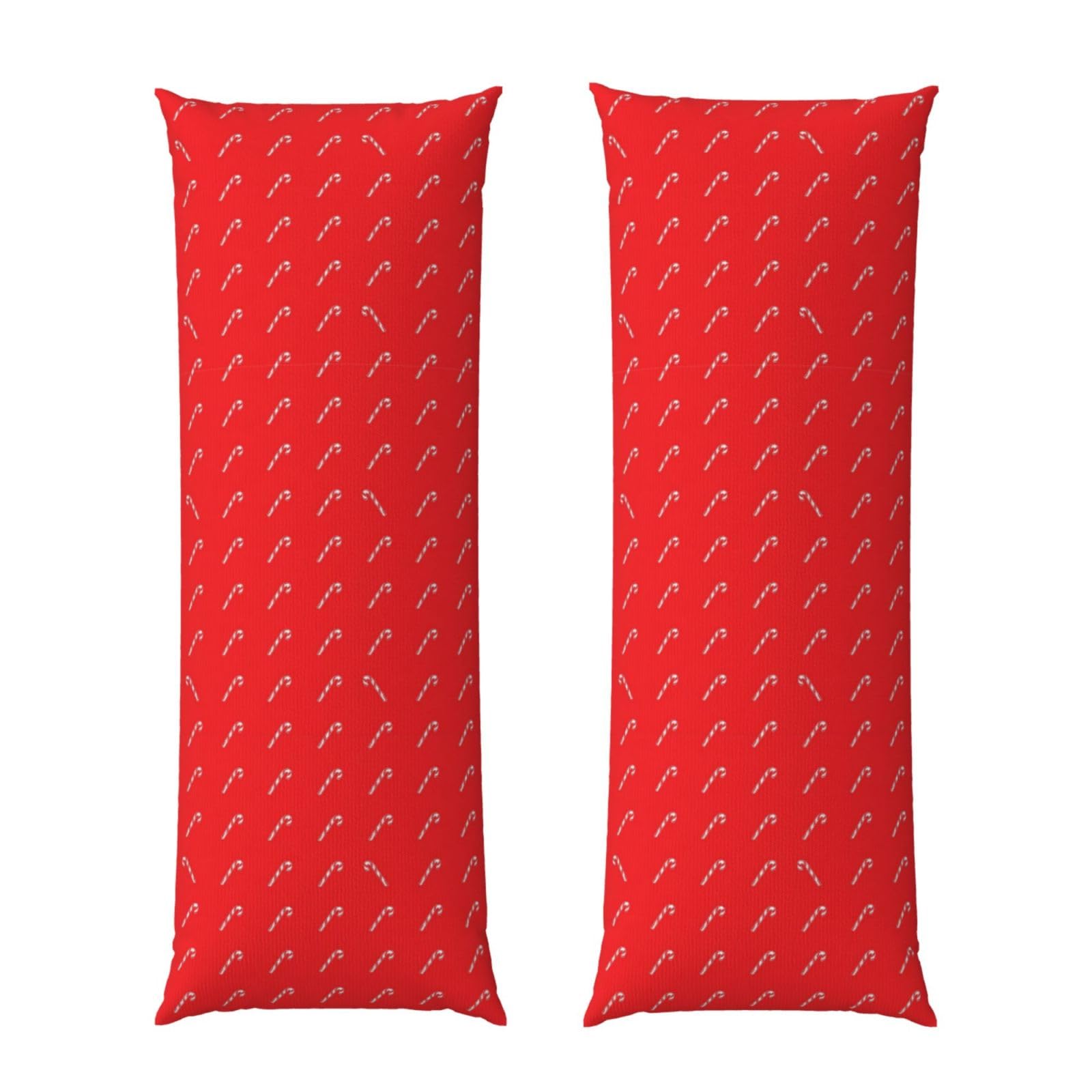 Body Pillow Cover 20x60 Candy Cane Christmas Red, Premium Velvet Long Pillowcase with Hidden Zipper, Breathableffy Rectangular Case for Bedroom Home