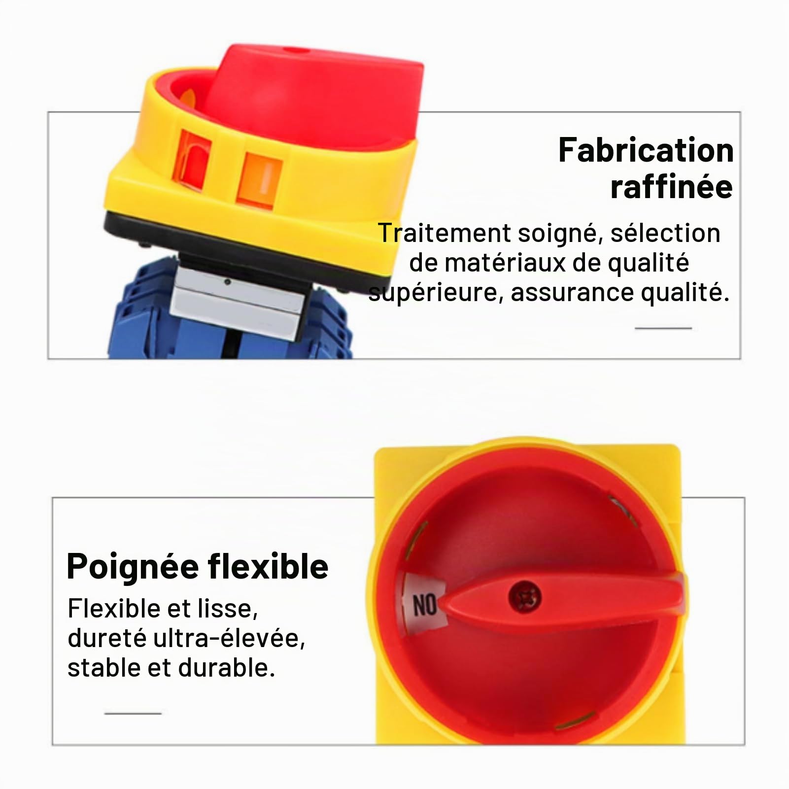 LiebeWH Interrupteur isolateur à 4 pôles, 32 A, 440 V, 2 positions Cam ON/OFF, mécanique, rotatif, contacts argentés, montage sur panneau