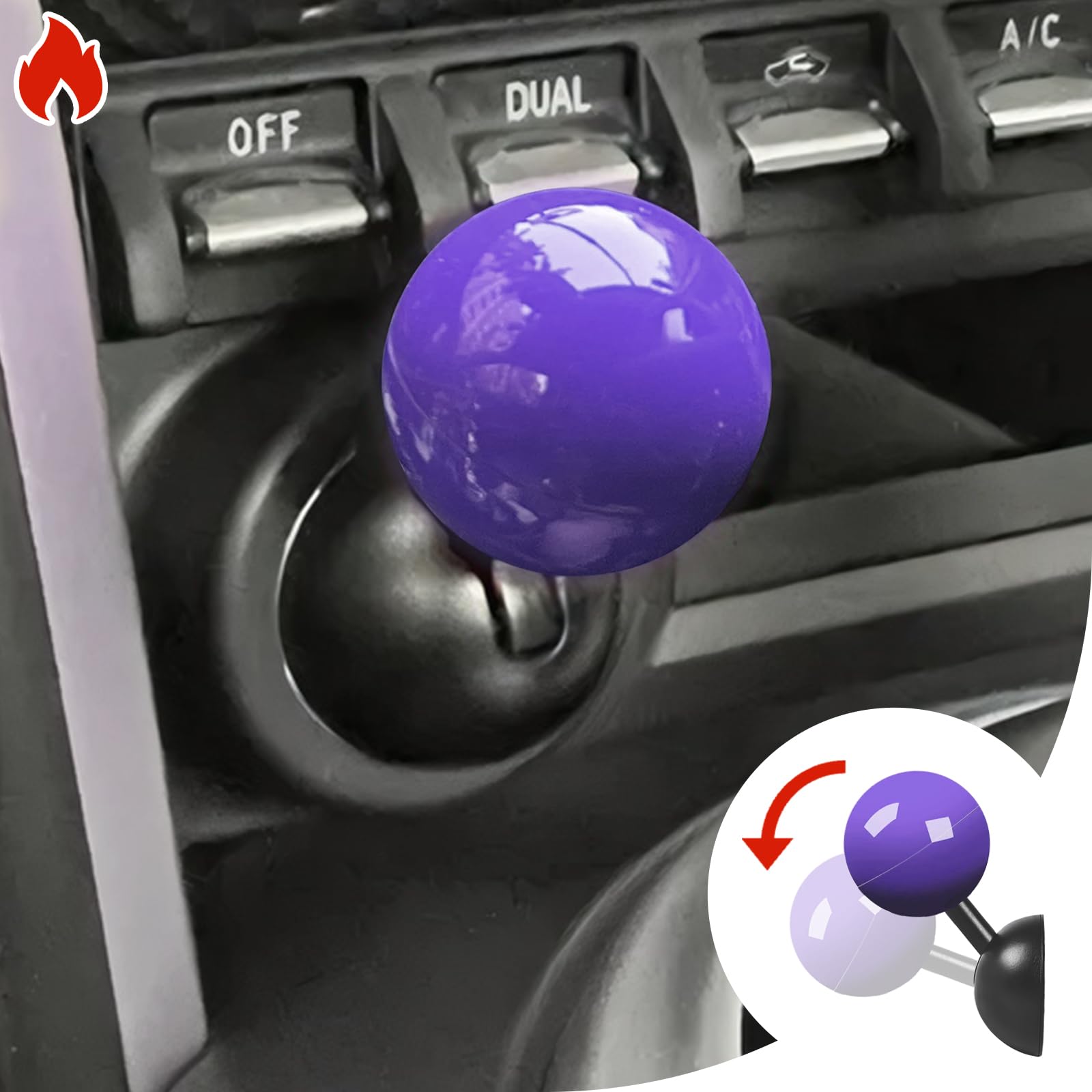 Original Push Start Button Metal Car Joystick Starter Engine Ignition Cover - Cool Interior Decorations Accessories - Purple