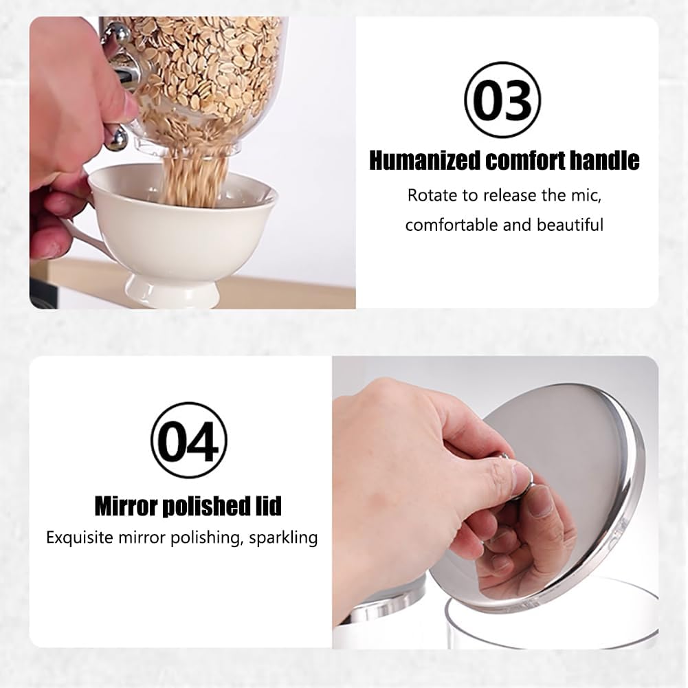 Self Serve Dry Food Dispenser 7L Dry Food Cereal Dispenser Food-Grade PC Barrel 3mm Thickened Base Humanized Comfortable Handle for Heating Chocolate，