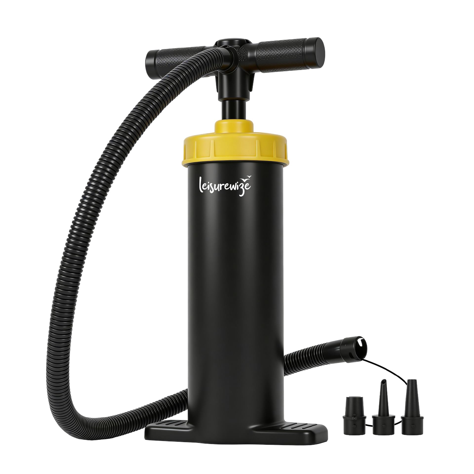 Leisurewize - Double Action Hand Pump – High Volume Manual Air Pump for Inflatable Awnings, Air Beds, Kayaks, Paddle Boards & Camping Equipment, Portable with Hose for Fast Inflation