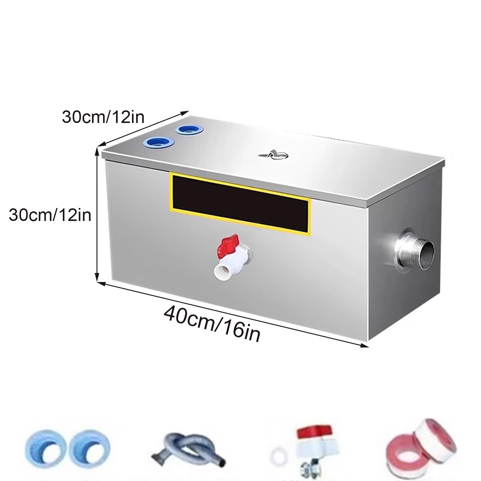 Genérico Interceptor de Grasa de Acero Inoxidable para cocinas comerciales, restaurantes, cafeterías y hogares. Separador de Grasa bajo Fregadero, Apto para lavavajillas (40 x 30 x 30 cm).