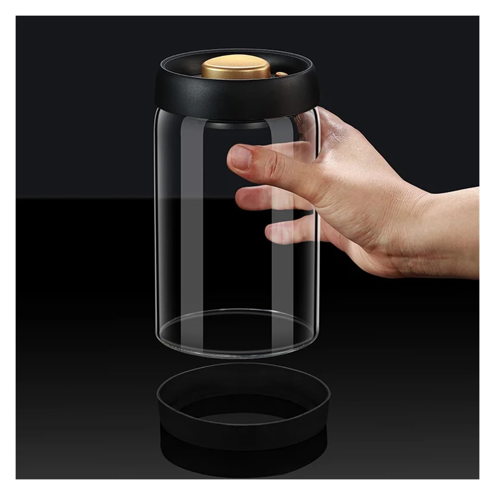 Transparente Glas Lebensmittel Lagerung Gläser Vakuum Versiegelt Tank Luft Extraktion Luftdichten Behälter Kaffee Bohnen Haushalt für Kaffeebohnen, Zucker(500ML)