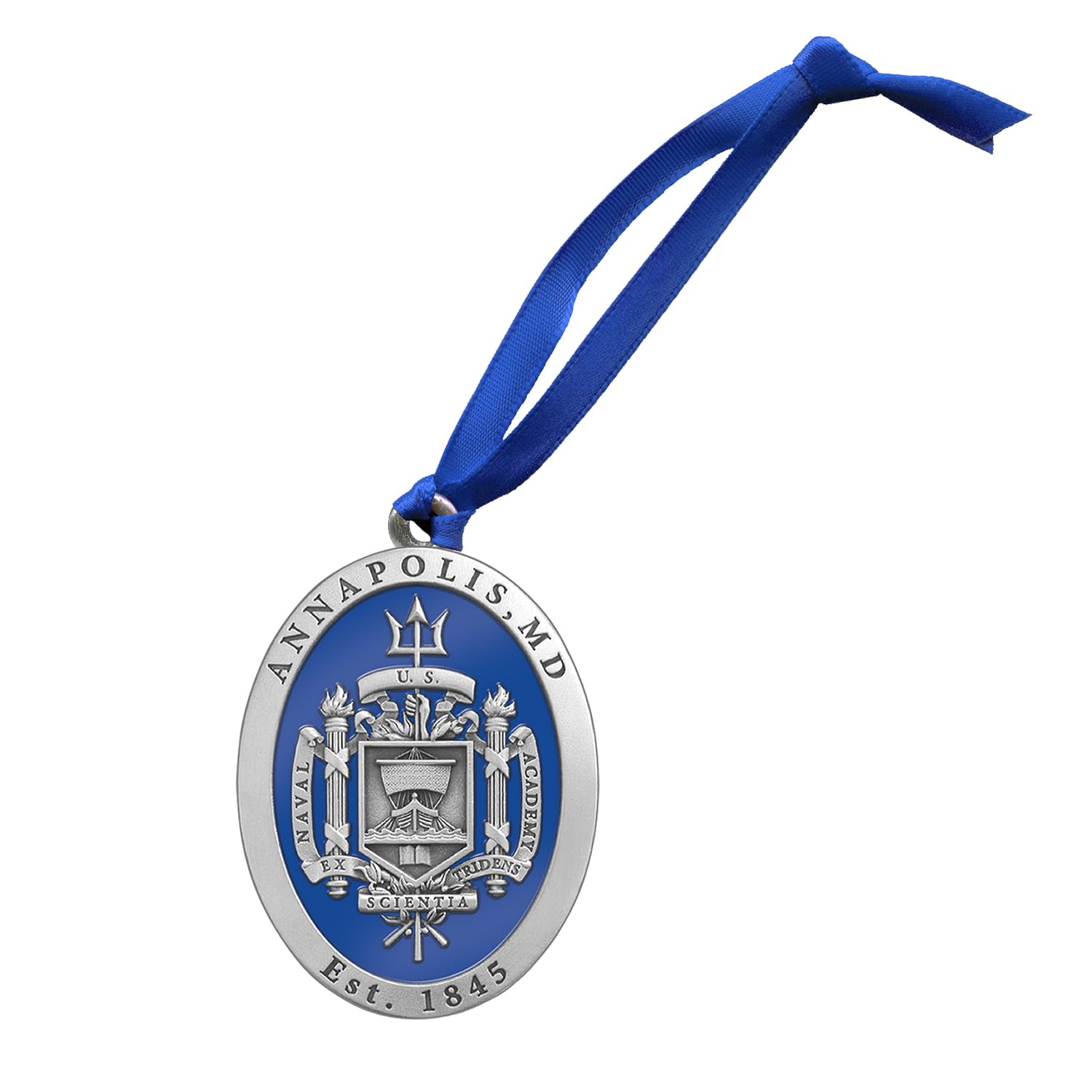 US Naval Academy (Crest) Ornament Non-Dated | Hand-Sculpted Christmas Tree Ornament | Intricately Crafted Metal Pewter Alma Mater Inlay