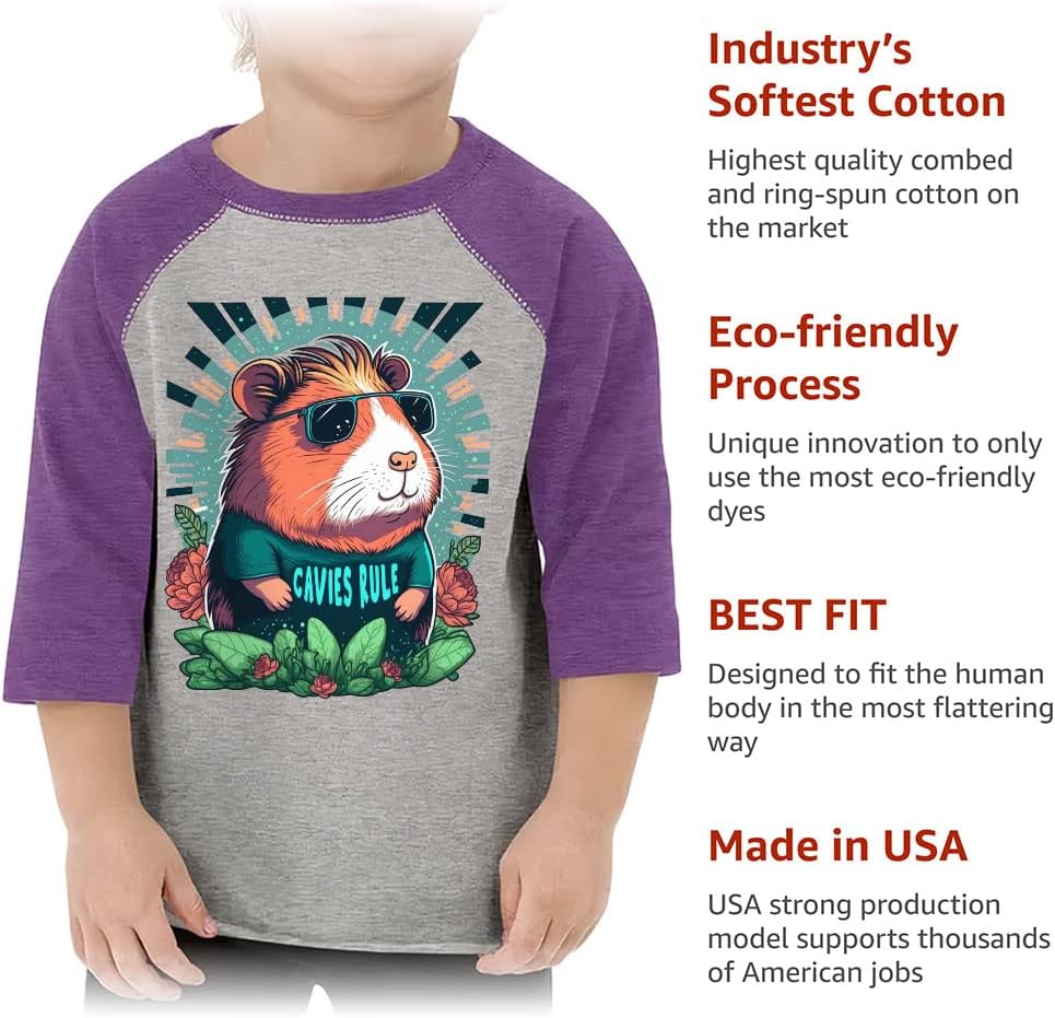 Cool Guinea Pig Toddler Baseball T-Shirt - Swag Guinea Pig 3/4 Sleeve T-Shirt - Quotes Printed Kids' Baseball Tee