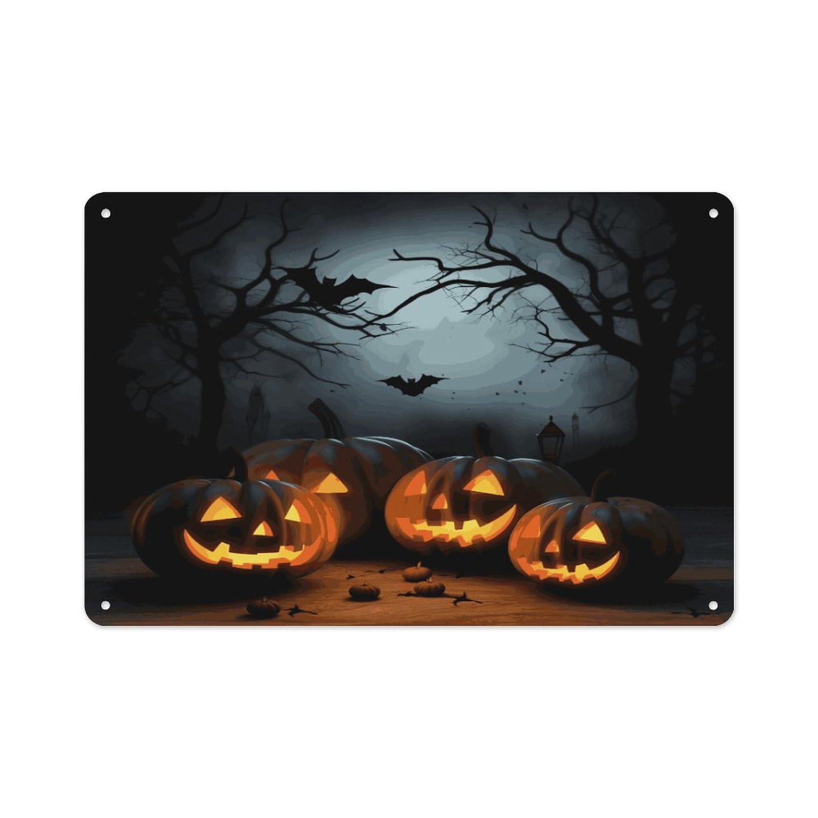 Btcowzrv Style Halloween With Pumpkins Metal Sign 7.9 X 11.8 Inch, Aluminum Sign Wall Art Decor Easy To Install, Decorative Plaque For Home Bar Kitchen Pub Shop Garage