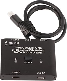 USB C Switch Selector, 2 in 1 Out/1 in 2 Out Bi Directional USB C Switcher, 100w Power Delivery, 10Gbps USB C KVM Switch Support 8K 60Hz, Compatible with Laptop, Tablet, Phone